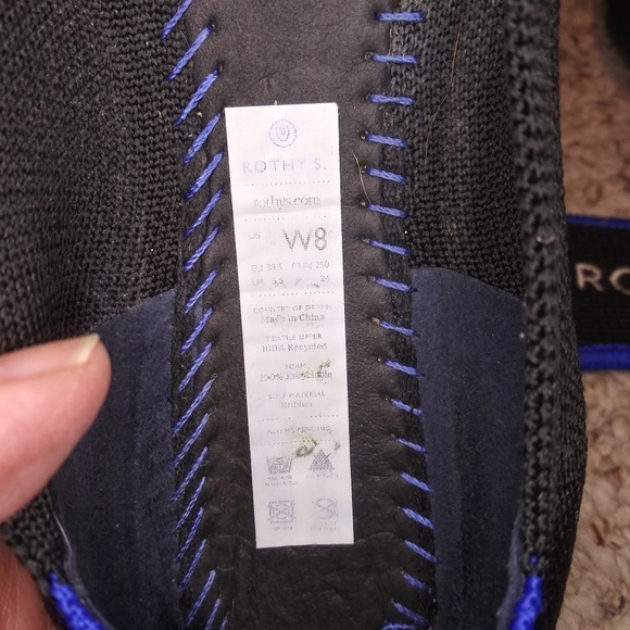 Rothy's "The Flat" Black & Royal Blue Rounded Toe Ballerina Flats - Picture 6 of 10